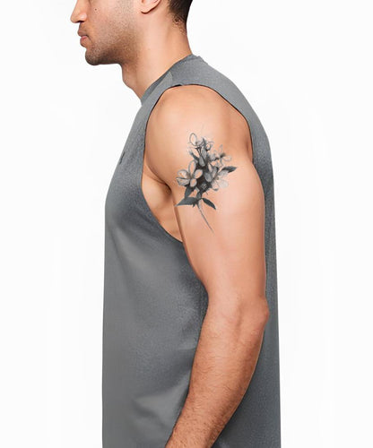 Monochrome Blossom Branch Tattoo Idea