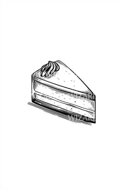 Monochrome Cake Slice Tattoo Design