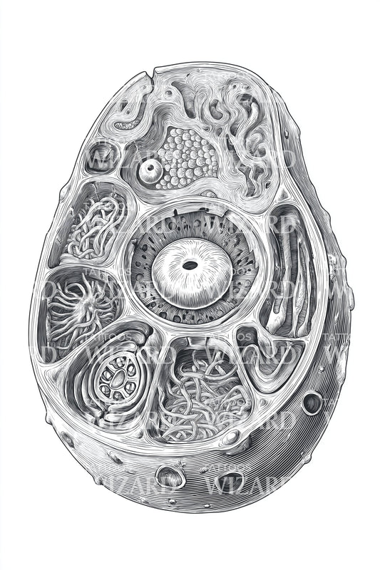 Monochrome Cell Micrograph Tattoo Design
