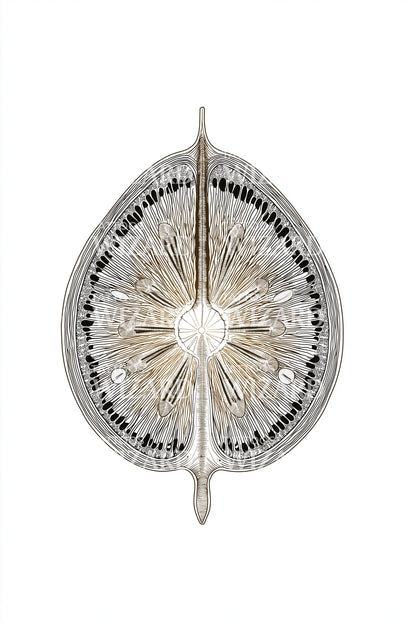 Monochrome Diatom Disc Tattoo Design