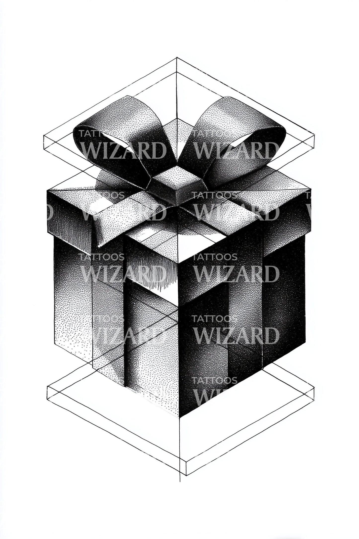 Monochrome Gift Cube Tattoo Idea