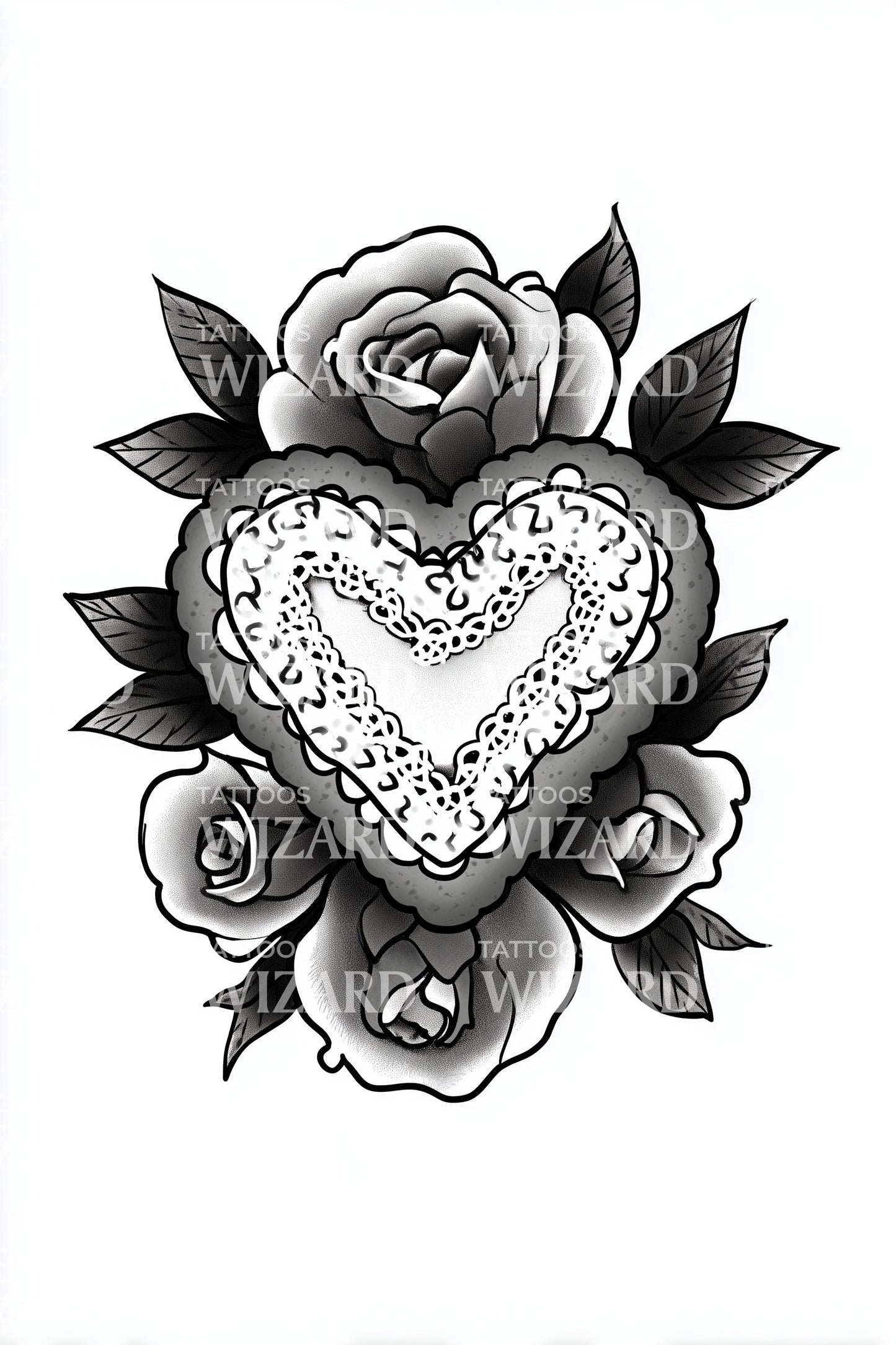Monochrome Sacred Heart Tattoo Design