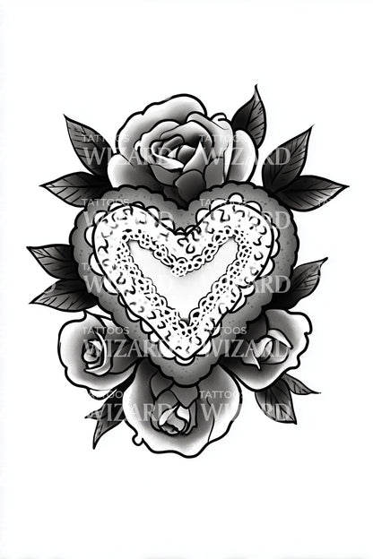 Monochrome Sacred Heart Tattoo Design