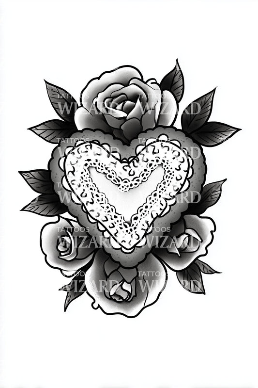 Monochrome Sacred Heart Tattoo Design