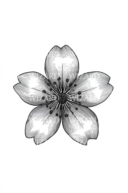 Monochrome Sakura Blüte Tattoo Design