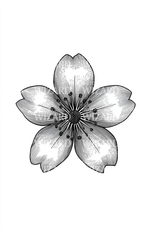 Monochrome Sakura Blüte Tattoo Design