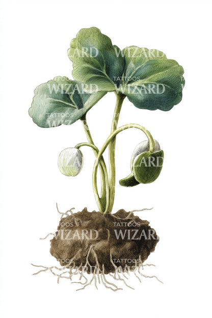 Monochrome Soil Sprout Tattoo Design