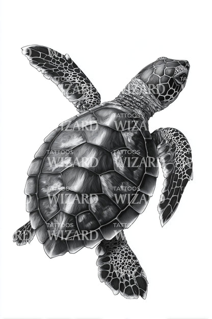 Monochrome Schildkröte Gleiten Tattoo Design