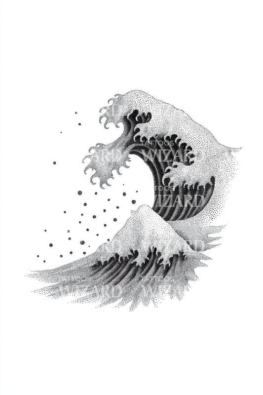 Desenho de Tatuagem Onda Monocromática