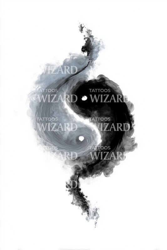 Monochrome Yin Yang Tattoo Design