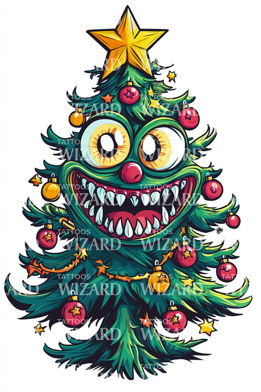 Monster Christmas Tree Tattoo Design