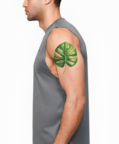 Green Monstera Botanical Tattoo Idea
