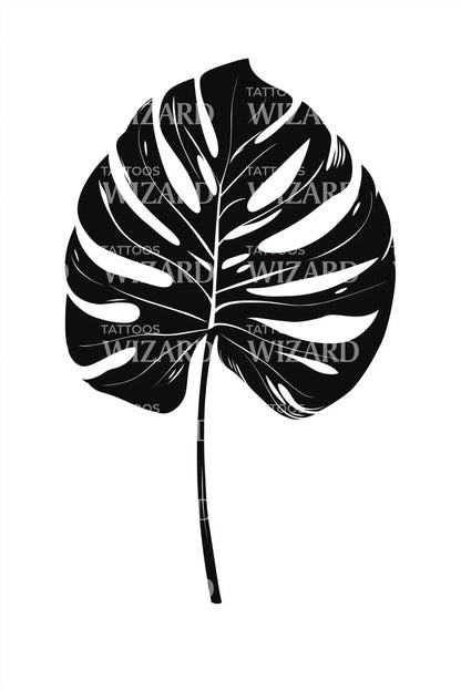 Monstera Leaf Silhouette Tattoo Design