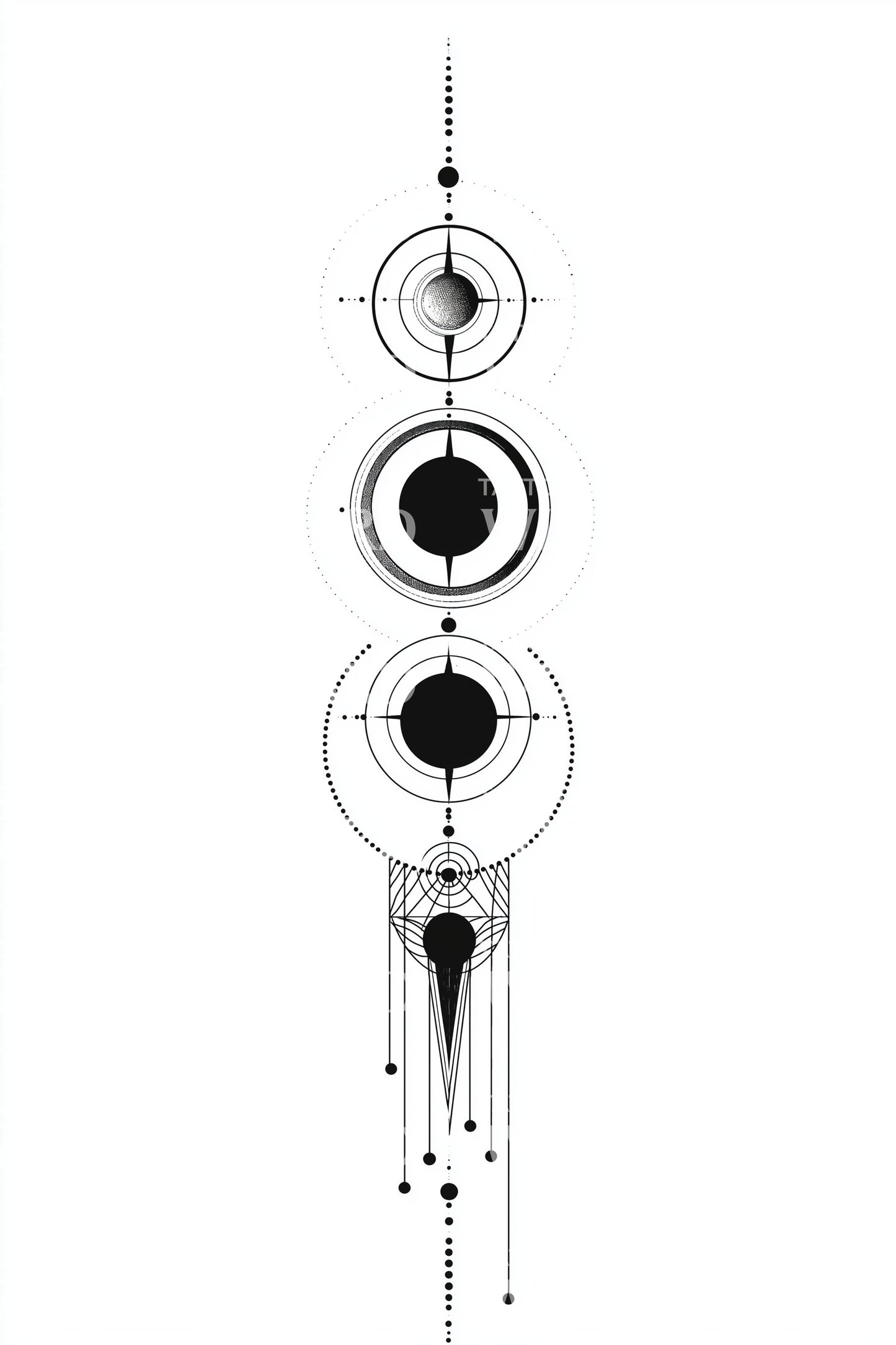 Moon Dial Sacred Stack Tattoo Design