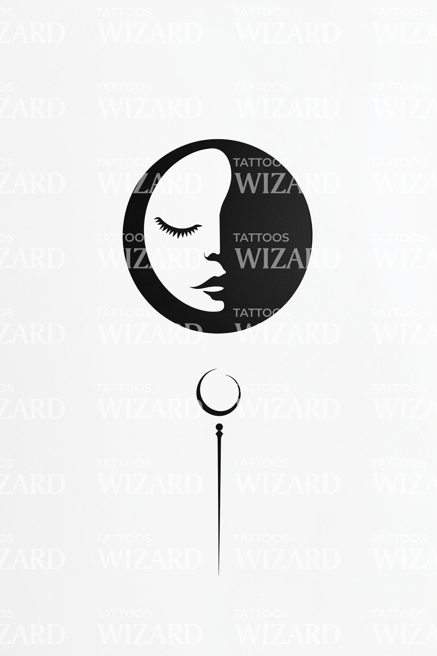 Moon Goddess Profile Tattoo Illustration