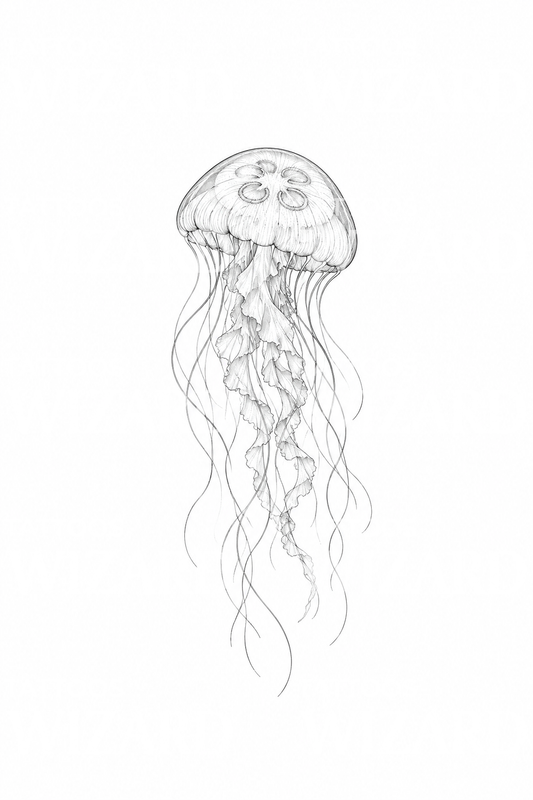 Moon Jellyfish Drifting Tattoo Idea