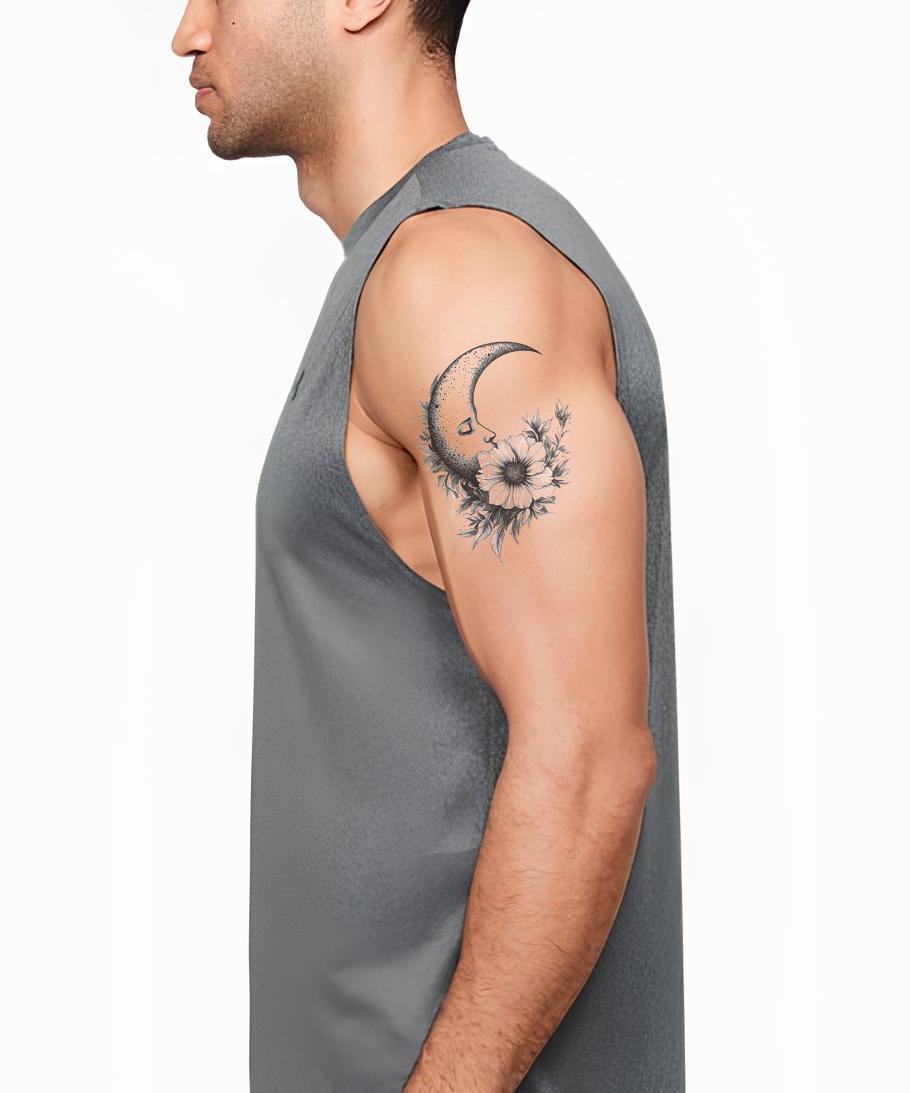 Moon Muse Blossom Tattoo Design