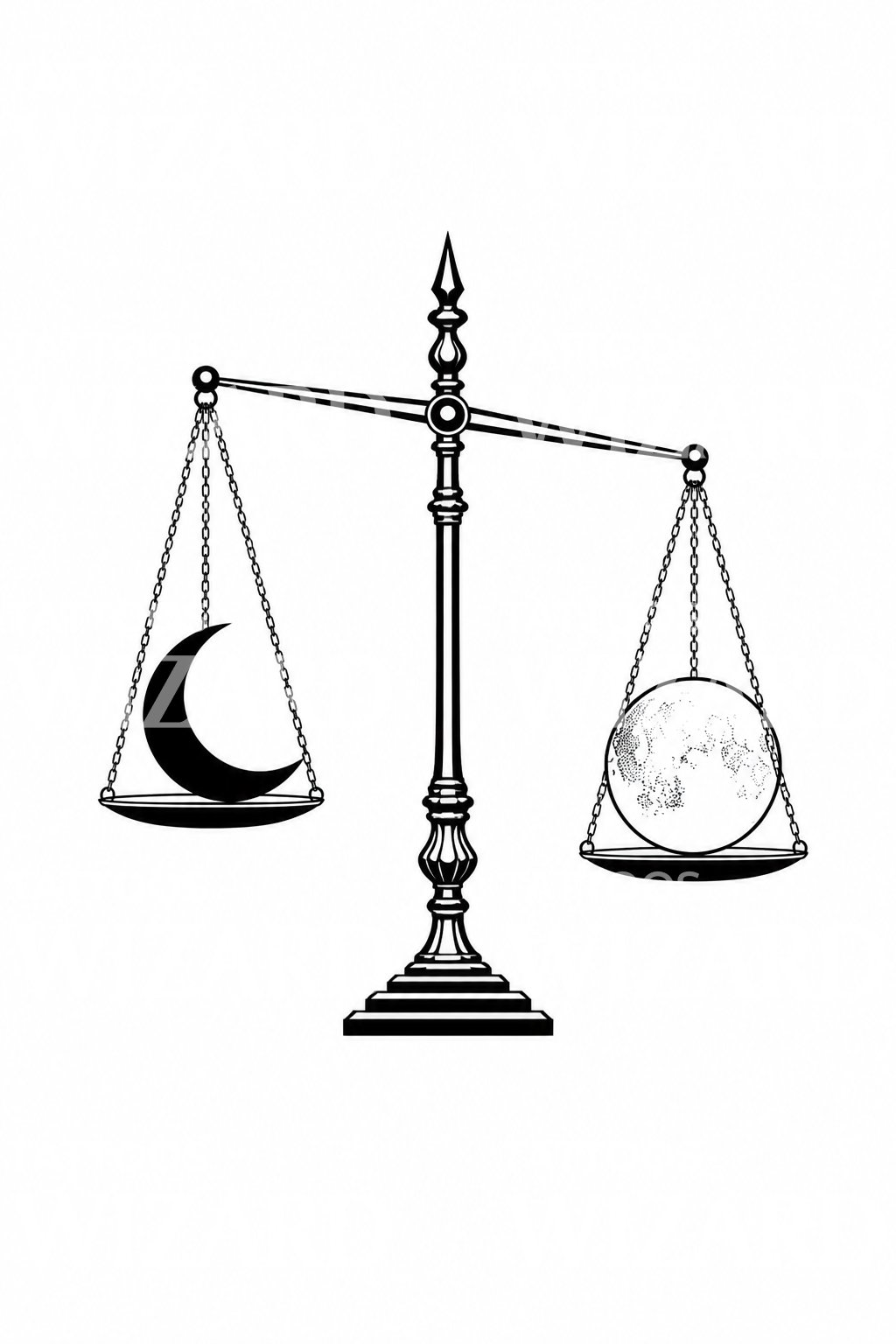 Moon Phase Balance Scales Tattoo Design