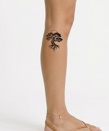 Moonlit Twisted Tree Tattoo Design