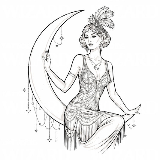 Moonlight Flapper Tattoo Design