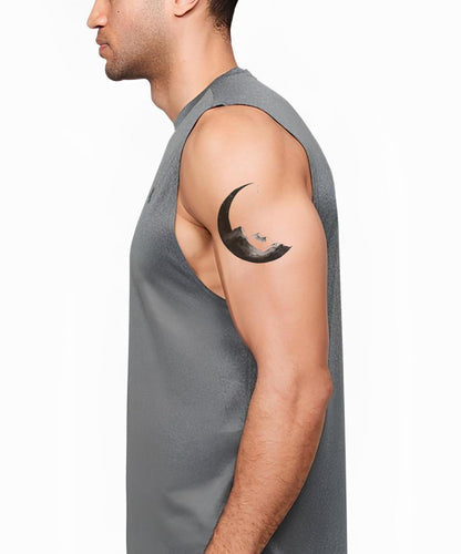 Moonlit Mountain Arc Tattoo Design