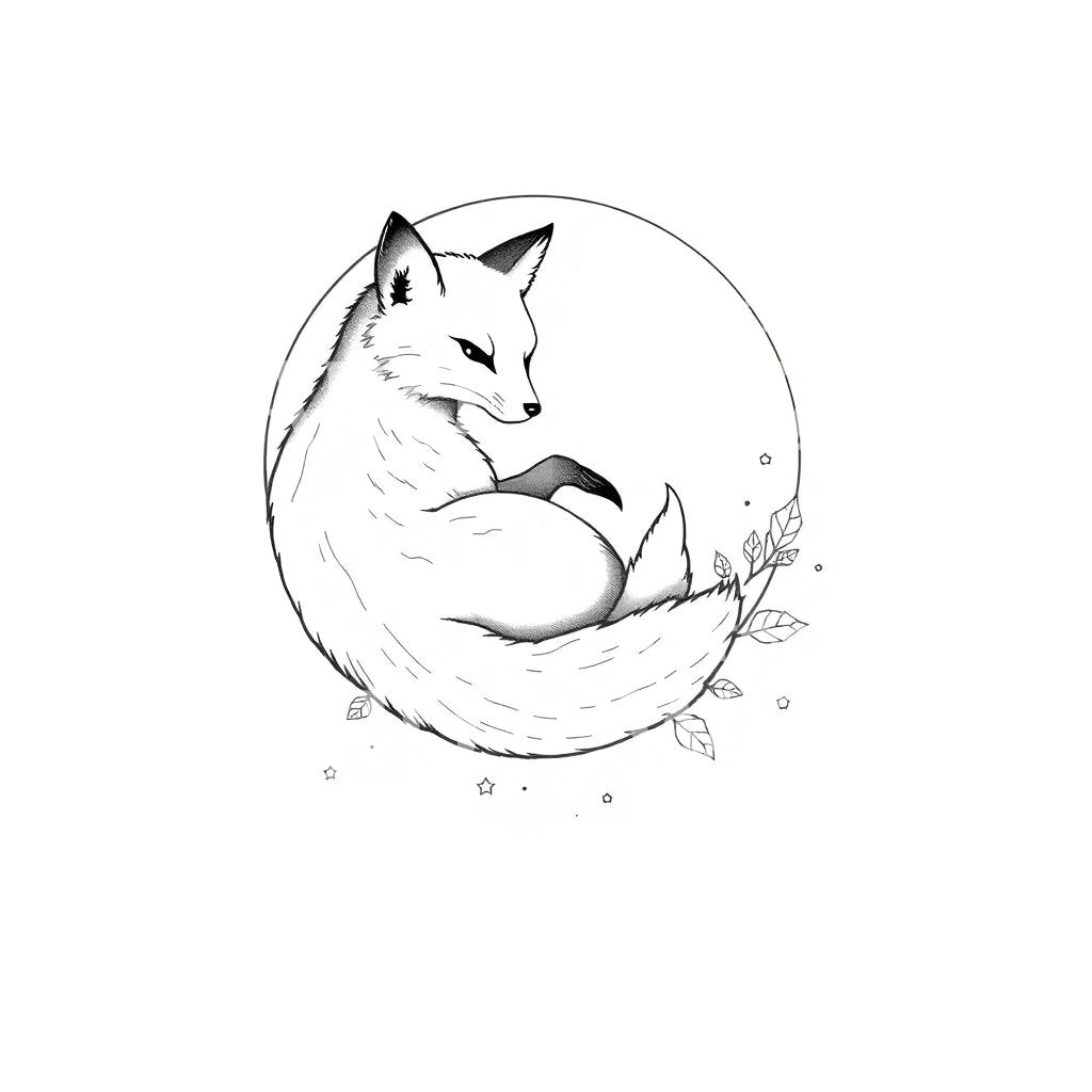 Moonlit Fox Tattoo Design