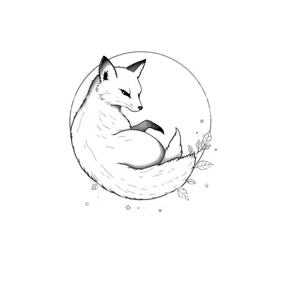 Moonlit Fox Tattoo Design