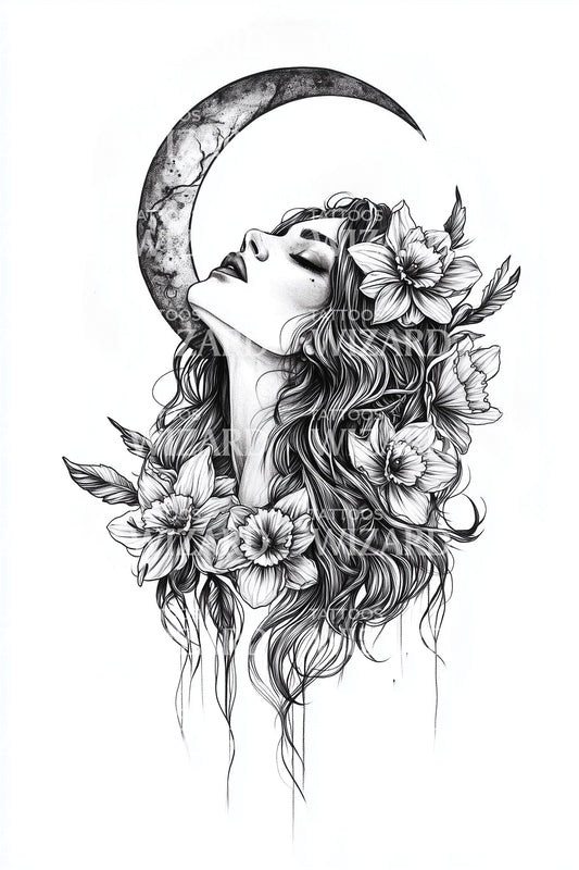 Tatouage Femme Regard au Clair de Lune