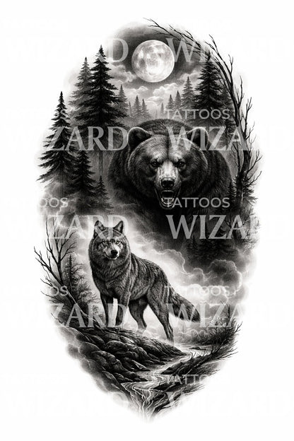Moonlit Guardians Tattoo Design