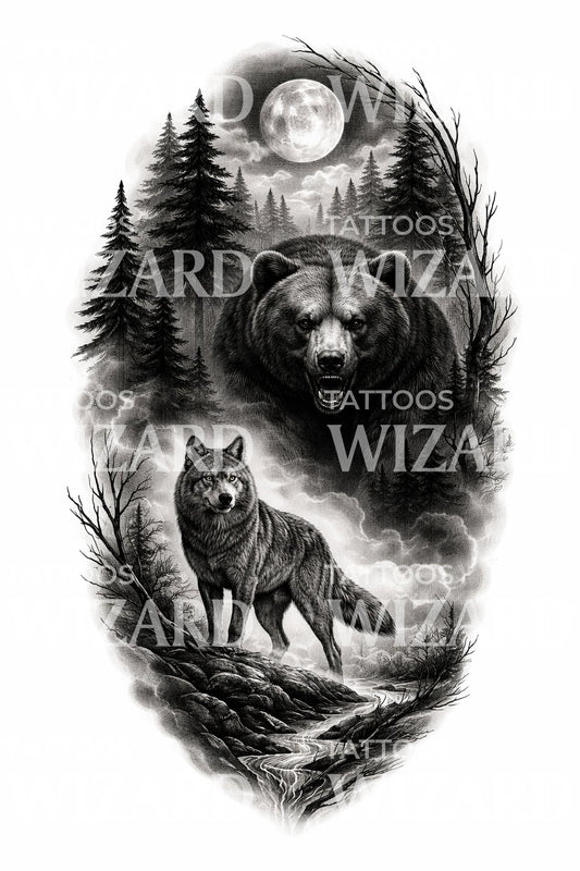 Moonlit Guardians Tattoo Design