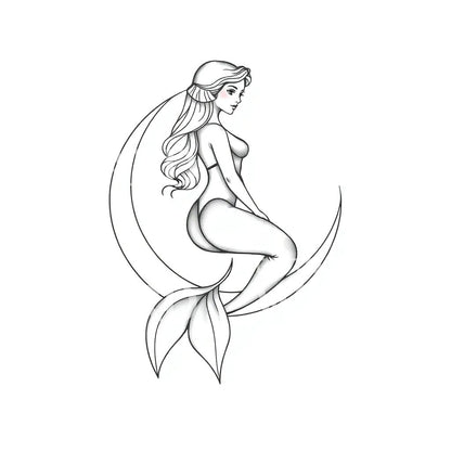 Moonlit Mermaid Tattoo Design