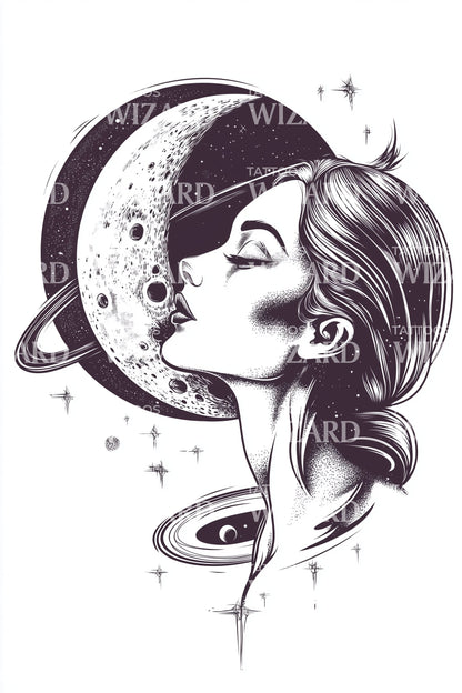 Moonlit Muse Profile Tattoo Design