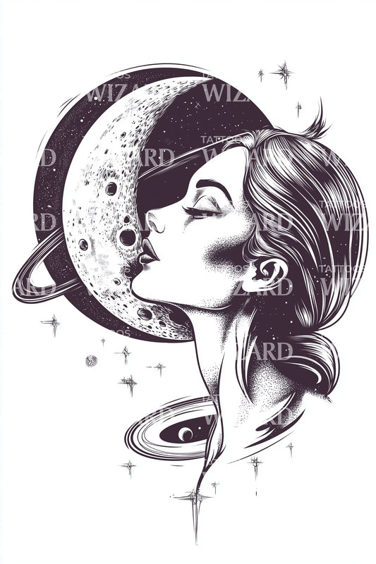 Moonlit Muse Profile Tattoo Design