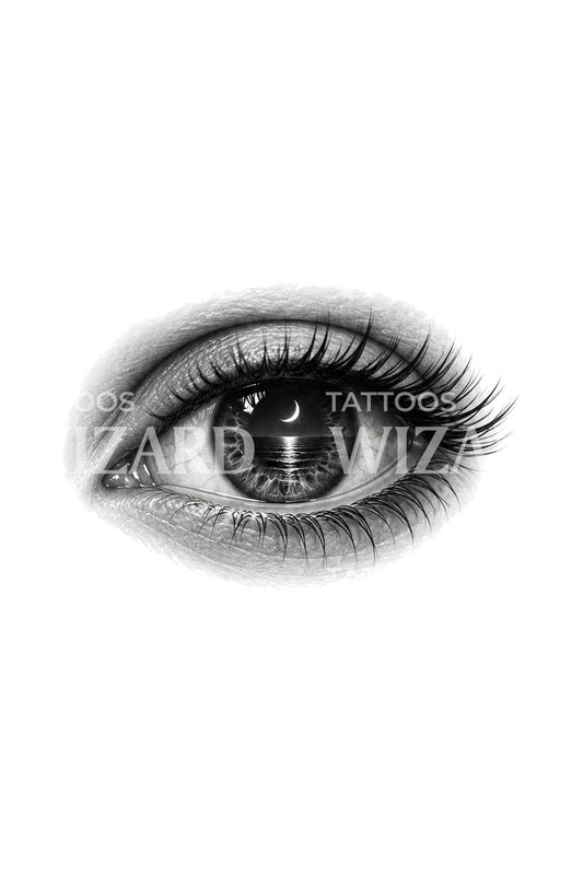 Moonlit Sea Reflection in Eye Tattoo Illustration