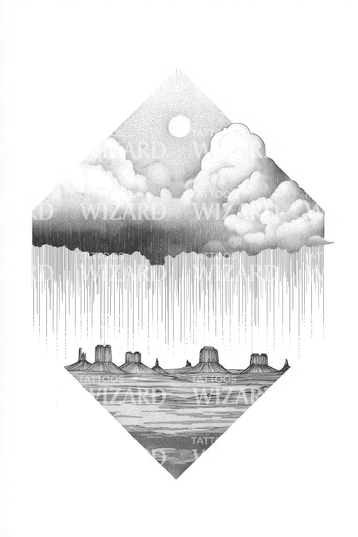 Moonlit Storm Seascape Tattoo Illustration