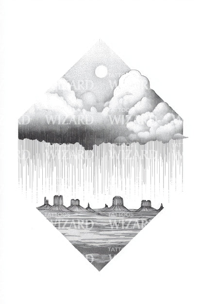 Moonlit Storm Seascape Tattoo Illustration