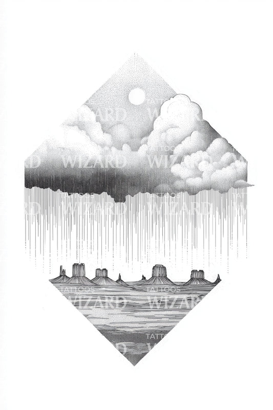 Moonlit Storm Seascape Tattoo Illustration