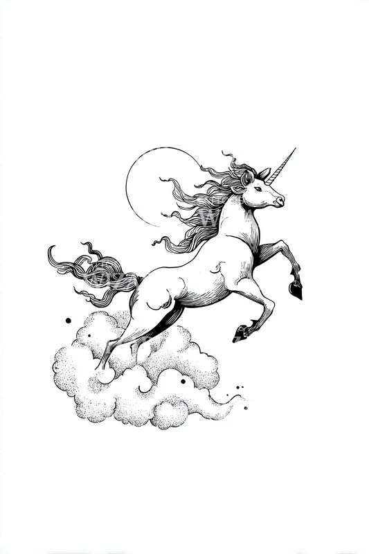 Moonlit Unicorn Cloud Tattoo Idea