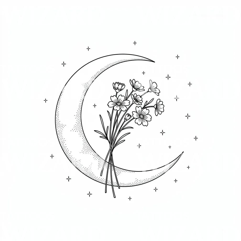 Moonlit Wildflower Tattoo Design