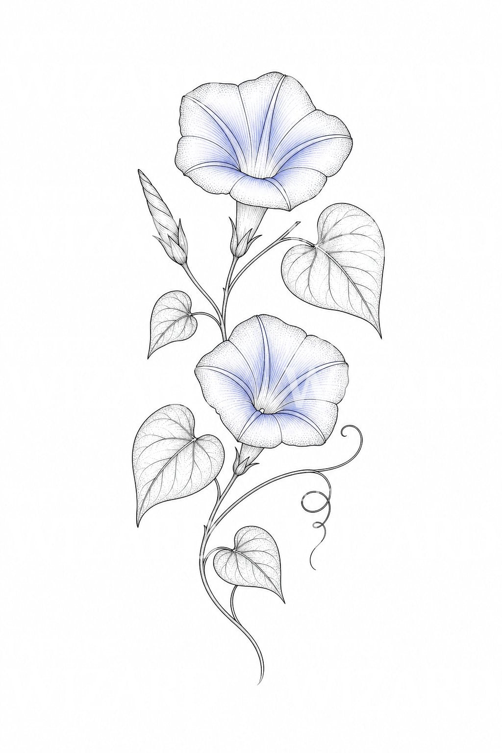 Morning Glory Vine Fine Line Tattoo Design