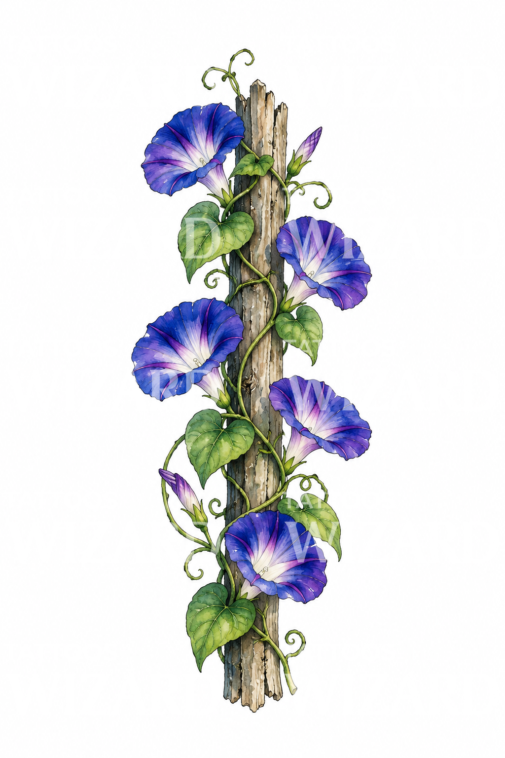 Morning Glory Vine on a Wooden Post Tattoo Idea