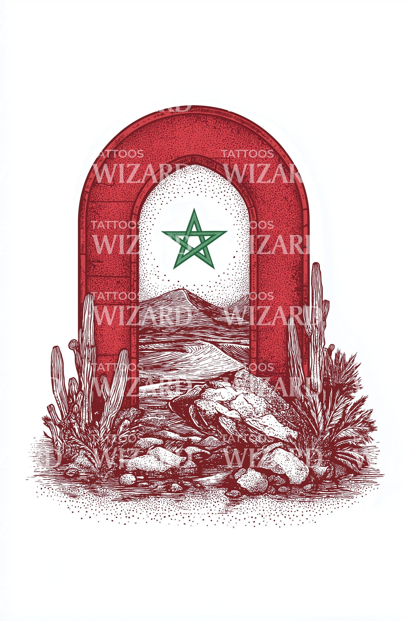 Moroccan Desert Gate Tattoo Idea