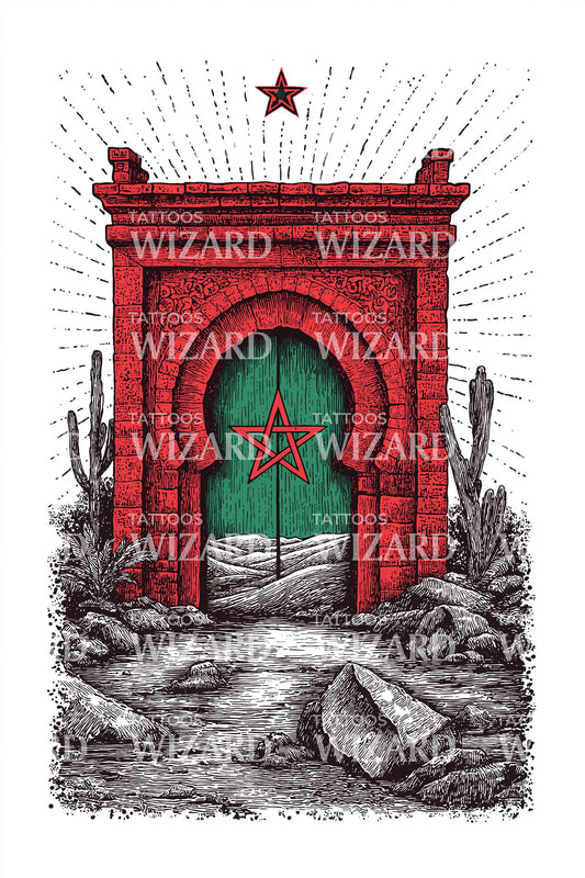 Ilustração de Tatuagem do Arco Imperial do Marrocos