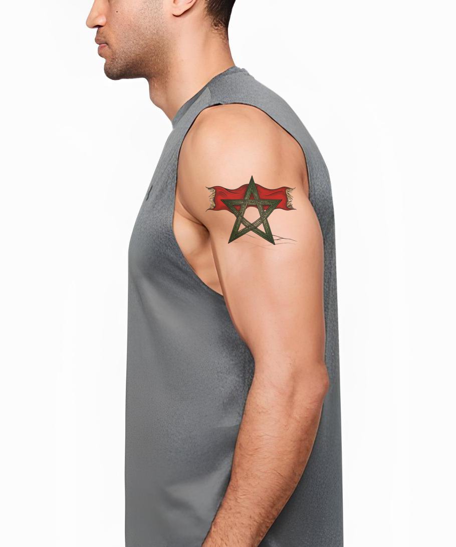 Design tetování s hvězdou a praporkem Maroka