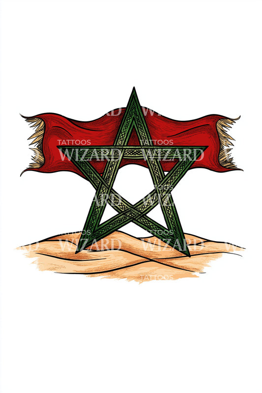 Morocco Star Banner Tattoo Design