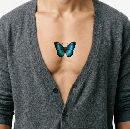 Blue Morpho 3D Butterfly Tattoo Design