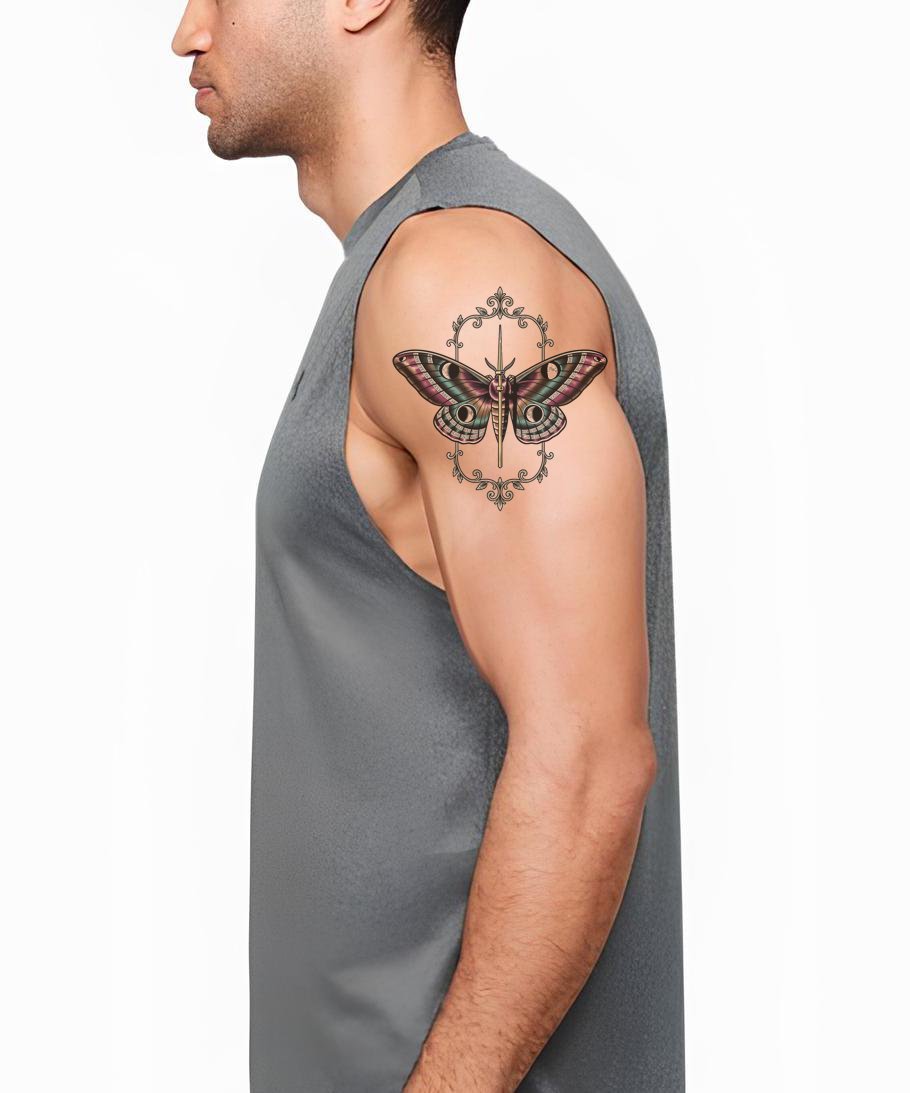 Lunar Moth Dagger Tattoo Design