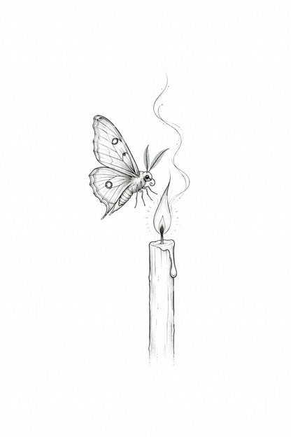 Moth Drawn to Candle Flame Tattoo Idea