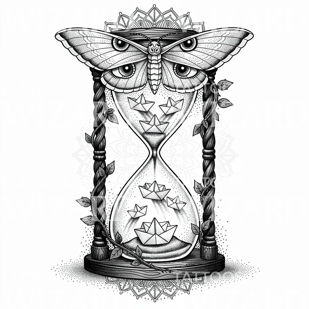Møll Timeglass Båter Tatoveringsdesign