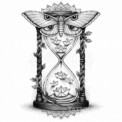 Møll Timeglass Båter Tatoveringsdesign